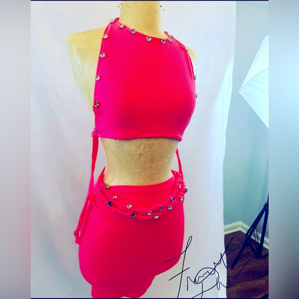 Handmade designer Fancy By Francesca Watson skirt and crop top set